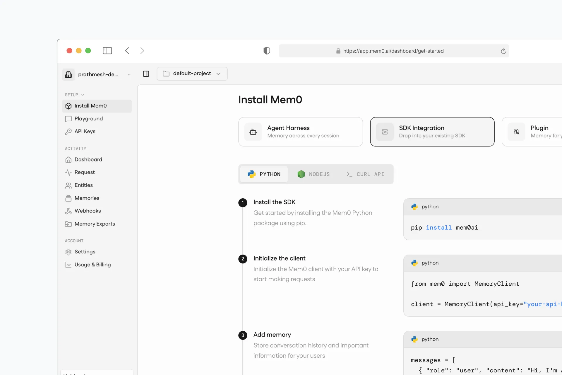 Mem0 Memory Observability